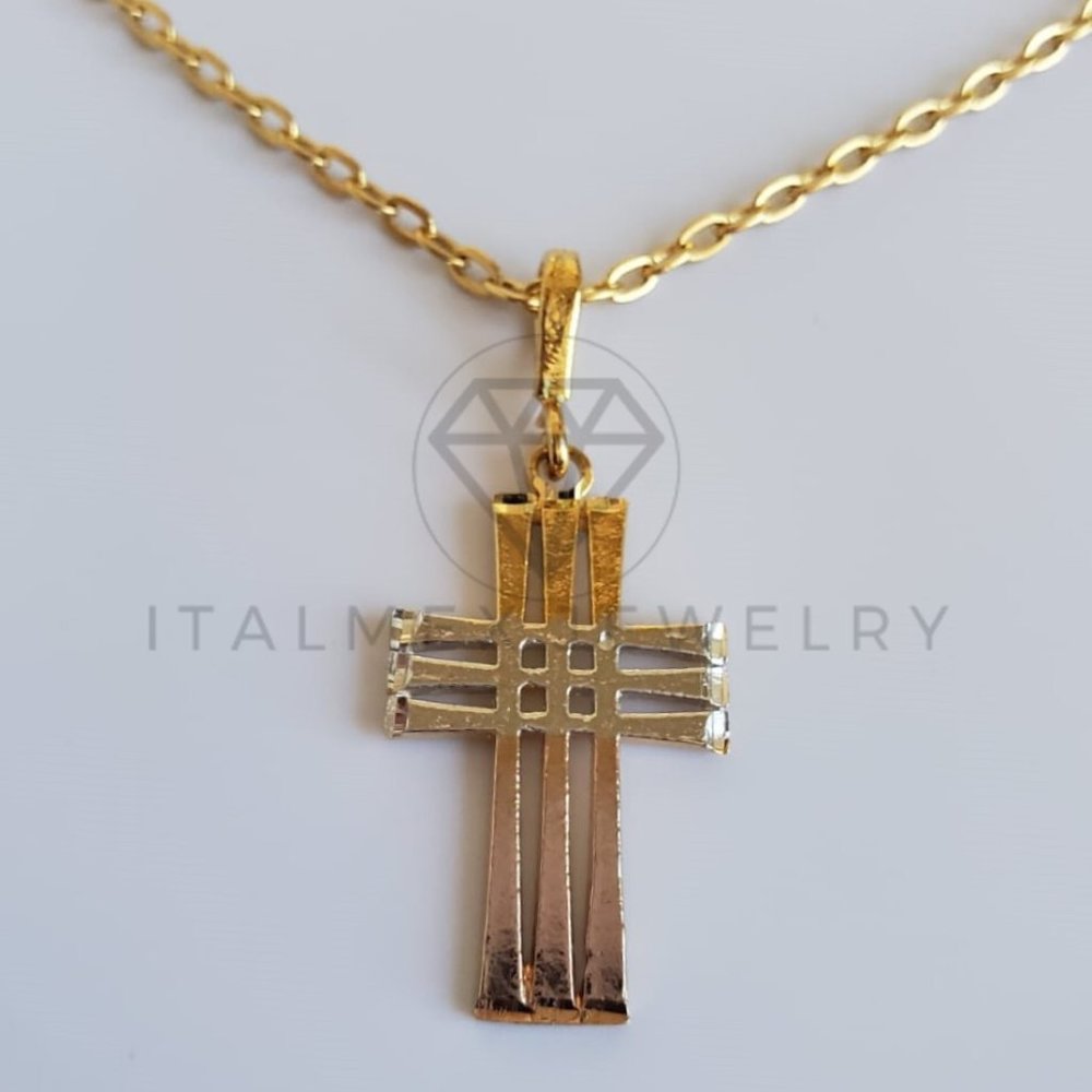 18K Gold Plated Triple Cross Pendant & 22" Chain